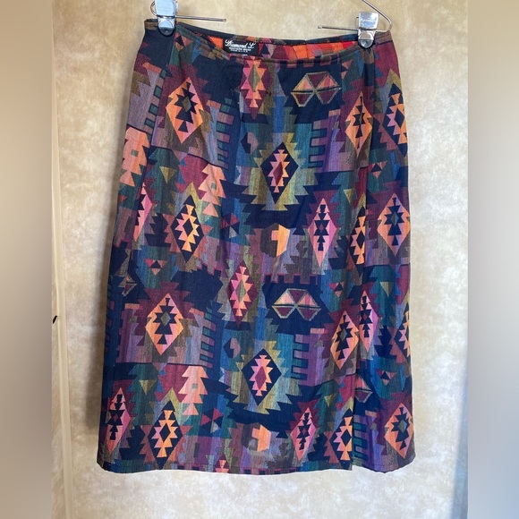 VTG 80s Diamond L WesternWear Native Inspired Design Jacket Wrap Skirt Set 15/16 - Picture 6 of 10